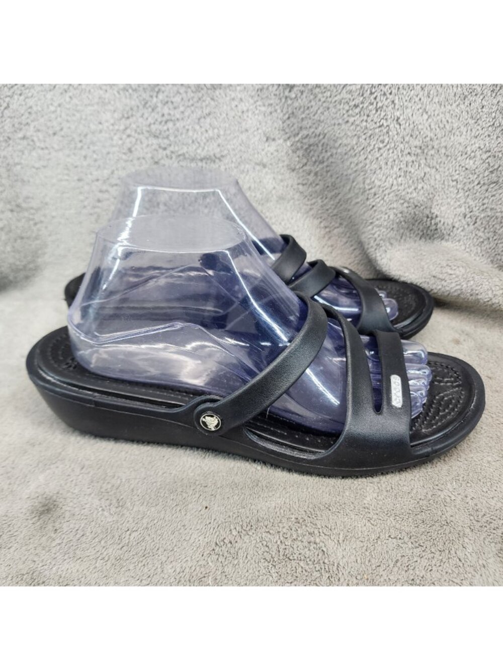 Crocs Shoes Womens Size 10 Black Synthetic Slip On Sandals - Picture 4 of 10